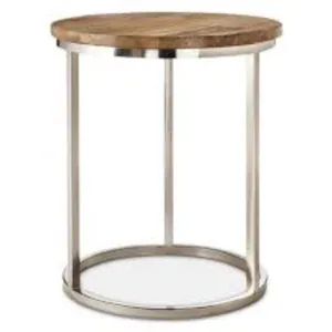 ソファセンターテーブル用装飾コーヒーテーブル持続可能な手作りデザインアンティーク仕上げ金属コーヒーテーブル木製トップ付き