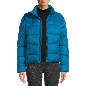 Veste matelassée grande taille pour femmes prix de gros tissu d'hiver respirant taille XL col montant motif solide techniques tricotées - Product Image 1