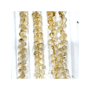 Cuentas de lágrima Briolette lisas de piedras preciosas sueltas de cuarzo citrino Natural de hebra de 8 pulgadas para la fabricación de joyas - Product Image 4