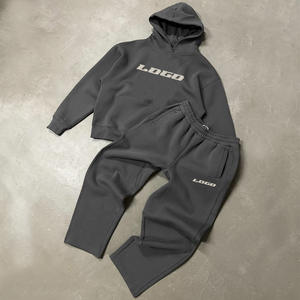 Ensemble de survêtement unisexe décontracté gris en coton léger et ample avec capuche, style streetwear, taille XL, idéal pour le jogging – Personnalisation OEM - Product Image 1