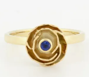 Blue Sapphire Stone Round Cut Flower Design Gold Filled Solid 925 Sterling Silver Ring Wedding Engagement Band Wholesale Bulk