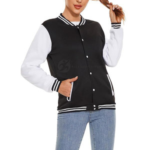 High Quality New Design Women's Letterman Jackets Two Tone Breathable Windproof Cotton Winter Fashion Customized Color Logo - Product Image 2