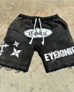 Short en éponge française 100% coton personnalisé OEM pour hommes ourlet brut solide et lourd délavé au soleil écologique High Street - Product Image 1