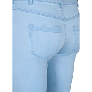 Pantalones vaqueros rectos ajustados con botones de cintura alta para mujer, pantalones vaqueros transpirables de algodón/elastano de talla grande XL para verano - Product Image 4