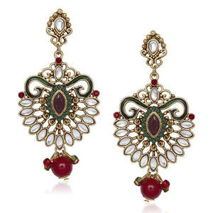 The99Jewel Multicolor <b>Kundan</b> Meenakari Dangler Earrings Fashionable 1305524 <b>Jewelry</b> - Product Image 1
