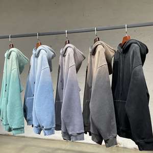 Sweats à capuche surdimensionnés personnalisés délavés à l'acide 500 g/m² 100 % coton Grande taille Pull lourd Distressed Vintage Sun Fade Hoodie - Product Image 1