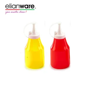 Elianware Open-Tip Screw-On Spout Mini Condiment Squeeze Bottle For Ketchup Mustard and Chili Sauce