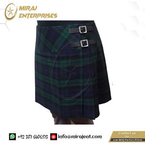 Kilt d'été pour femmes de style vintage, élément de fête mignon avec boucles de bracelet en cuir élastiques rapides et magnifiques en tissu tartan - Product Image 2