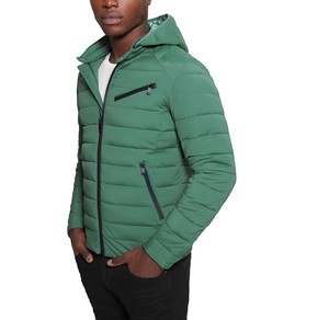 เสื้อแจ็กเก็ตแบบพองสำหรับผู้ชายใส่สบายมีฮู้ดและซิปสีล้วนมีสไตล์ - Product Image 1