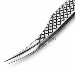 Pinzas Curvas de Precisión de Acero Inoxidable para Extensión de Pestañas, Punta Fina, Agarre Antideslizante, Herramienta Profesional - Product Image 4