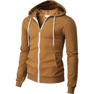 Sudadera con Capucha y Cremallera para Hombre, Color Sólido, Algodón French Terry, Estilo Casual para Otoño, Corte Regular, Sudadera con Cremallera Completa - Product Image 2