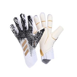 Guantes de portero de fútbol de talla 7 profesional de alta calidad Protector de mano antideslizante blanco y dorado hecho de cuero para uso en exteriores - Product Image 1