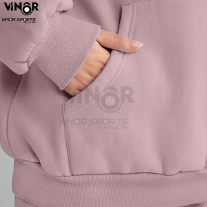 Cozy New Winter Cotton Sweatpants and Hoodie Jogger Set Chándal de mujer liso personalizado con Sudadera de cuello redondo - Product Image 6