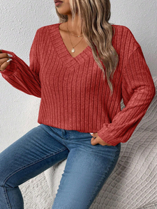 Suéter de Punto Tipo Waffle de Cuello Redondo para Mujer, Personalizado, de Color Sólido, para Invierno - Product Image 4