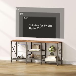 JARHETUN Soporte para TV de 55-59 Pulgadas con 3 Niveles y Estantes Abiertos, Diseño Industrial Moderno, Mueble para Sala de Estar - Product Image 6