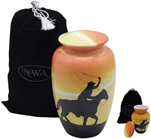 Urna de cremación personalizada humana para montar a caballo de vaquero con bolsa de terciopelo, varios tamaños - Product Image 4