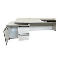 Bureau de direction de luxe XXL KEHL, placage MDF et métal, mobilier de bureau blanc, 245x105x75 cm, 150 kg