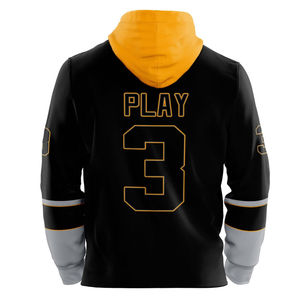 Sudadera con Capucha de Hockey sobre Hielo de Algodón Bordada Personalizada, Unisex, con Parches de Logotipo Bordados en Tela de Sarga, Sudadera con Capucha de Hockey para Hombre con Cordones - Product Image 5