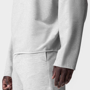 Pullover Heather Grey <b>Hoodie</b> Casual Cotton Blended No Drawstring Raglan Sleeve French <b>Hoodie</b> - Product Image 6