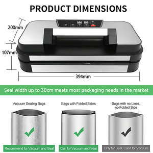 Sellador al Vacío Automático <span class=keywords><strong>de</strong></span> Doble Bomba para Bolsas Plásticas <span class=keywords><strong>de</strong></span> Alimentos 125W Bajo Ruido Doble Sellado Térmico con Asa para Uso Doméstico - Product Image 6