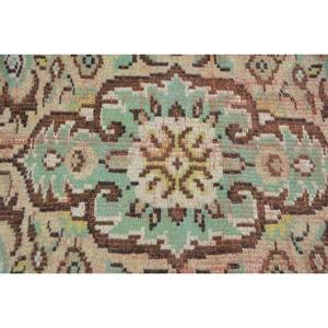 พรมตุรกีโบราณคลาสสิกขนแกะสีเบจสีเขียว5.7 X 9.3ft สี่เหลี่ยมผืนใหญ่งานปะต่อแบบแอบสแตรกสำหรับห้องโถงห้องพรมลาเท็กซ์ - Product Image 5