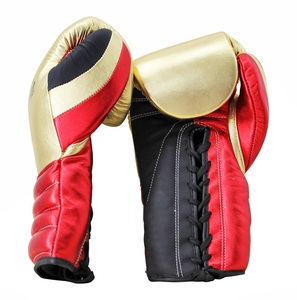 <b>Lace</b> Up Metallic Boxing <b>Gloves</b>, High Quality Leather Sparring <b>Gloves</b> & Metallic Gold Leather Boxing <b>Gloves</b> For Mens - Product Image 2