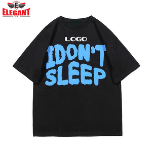 Camisetas con estampado de hojaldre para hombre, hombros caídos, de gran tamaño, cómodas, hechas a medida, ropa de calle, tela de algodón pesado, deportes elegantes - Product Image 4