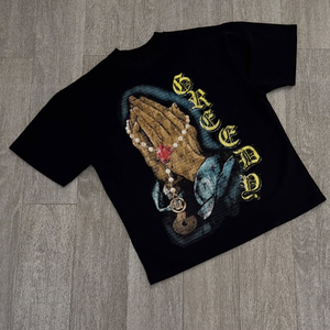 T-shirts personnalisés avec impression en relief, faible MOQ, qualité supérieure, impression en relief lourde, 240 g/m², surdimensionné, 100 % coton - Product Image 3