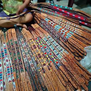 Cinturón Occidental de Cuero Vacuno 100% Genuino con Cuentas Aztecas, Diseño Floral Tallado a Mano al Mejor Precio para Hombre y Mujer, Venta al por Mayor - Product Image 6