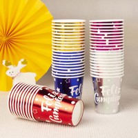 Gobelets en papier jetables espagnol joyeux anniversaire lettres tasse enfants anniversaire thème papier tasse fête décoration fournitures