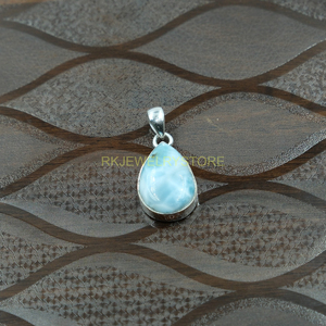 จี้รูปทรงลูกแพร์จากลาริมาร์ธรรมชาติ |   จี้พลอยเพคโทไลต์สีน้ำเงินแท้แบบฝังขอบ |   งานแฮนด์เมด เงินแท้ 925 - Product Image 3