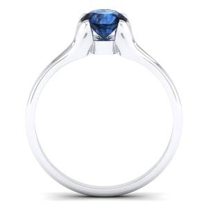 Anillo de Zafiro Azul de Corte Redondo de 0.84 Quilates REYES en Plata de Ley 925, Regalo de Boda, Joyería Fina y Delicada para Mujer - Product Image 4