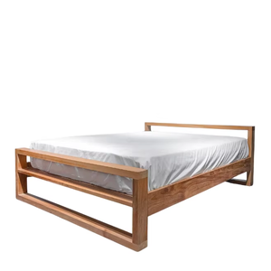 Modern teak <b>bed</b> frame open design solid <b>wood</b> minimalist <b>platform</b> <b>bed</b> wooden durable simple hotel resort home villa indonesia - Product Image 1