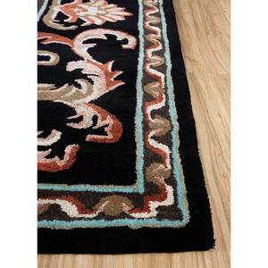 Tapis en laine et viscose tufté à la main Kora Grey Black Tra-14630, motif médaillon classique, technique de tissage plat, style classique pour usage domestique - Product Image 4