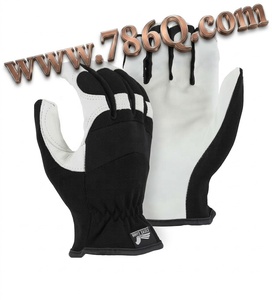 Guante mecánico de águila blanca de cuero de cabra con palma de piel de cabra de grano y guantes traseros de punto para trabajadores de máquinas - Product Image 1