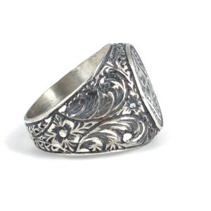 Bague pour homme en platine plaqué rhodium, argent sterling 925, motif animal gravé en forme de stylo, sertissage invisible - Product Image 3