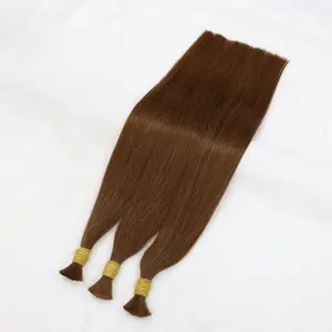 Groothandel Cuticula Uitgelijnd Vietnamese Rauw Haar Bulk Hair Extensions Zijdeachtige Rechte Donkerbruine Kleur