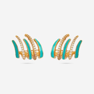 Zircon Gold Polish White Stone Vintage <b>Stud</b> <b>Earrings</b> Geometric Religious Zinc Alloy Jewelry for Party - Product Image 1