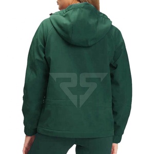 Sudaderas con capucha de mujer de punto liso verde OEM personalizadas de alta calidad ropa de gimnasio sudaderas con capucha de mujer con cremallera completa - Product Image 2