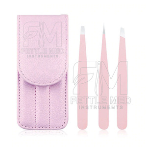 Juego de Pinzas para Cejas Profesionales de Acero Inoxidable, Diseño Moderno y de Lujo, Punta Inclinada, Precisión, Antiestáticas, Agarre Antideslizante, para Salón - Product Image 1
