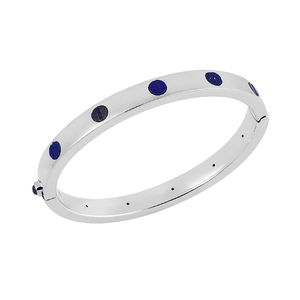 Handmade 925 Sterling Silver <b>Fine</b> <b>Bangle</b> with Natural Lapis Gemstone Fashionable Wedding/Party Jewelry Gift for Ladies Girls - Product Image 1