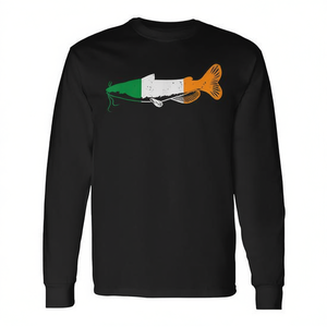 T-shirt à manches longues avec drapeau irlandais, motif de pêche au poisson-chat, design de pêcheur irlandais - Product Image 2