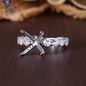 Anillo de diamante de montaje semi de corte brillante redondo TDW 2,85, ajuste de patrón de halo de oro blanco de 18K, piedra de laboratorio de diamante Hpht /Cvd - Product Image 2