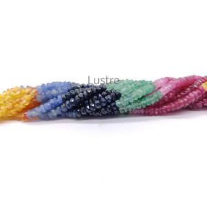 Perles de saphir arc-en-ciel facettées rondes multi-pierres précieuses faites à la main de 3-4 mm, rubis jaune bleu naturel pour la fabrication de bijoux, certifiées IGI - Product Image 5