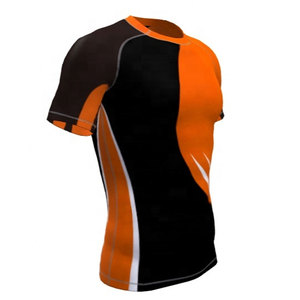Camisa de fitness de compresión en estilo deportivo Protectores de erupción de manga corta para entrenamiento de MMA - Product Image 2