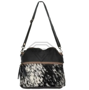 Bolsos de estilo manos libres de cuero genuino para mujer, logotipo personalizado, cierre de cremallera, forro de cuero de pelo de vaca, bolsos elegantes resistentes al agua - Product Image 1