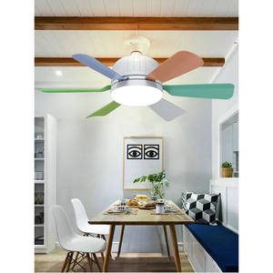 Plafonnier LED moderne 2-en-1 avec télécommande, 5 pales, moteur AC/DC, corps en plastique - Ventilateur et éclairage pour chambre et cuisine - Product Image 4