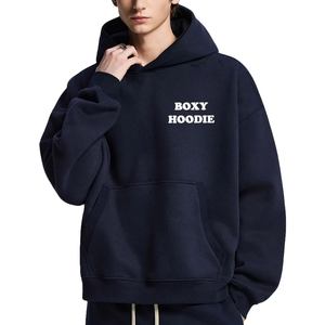 Wholesales 500 Gsm Winter Pullover Hoodies High Quality <b>Cropped</b> Fleece Polyester/Cotton Streetwear Regular Fit Heavyweight - Product Image 4