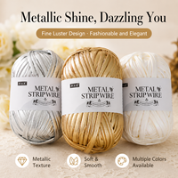 100% Polyester Metallic Shiny Ribbon Yarn with High Strength and Good Evenness for Crochet Bags and DIY Hand Knitting