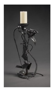 Bougeoir en métal en fer forgé avec design en forme d'arbre bougeoir en métal fini à poudre noire - Product Image 2